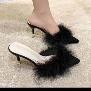 Black feathery heels